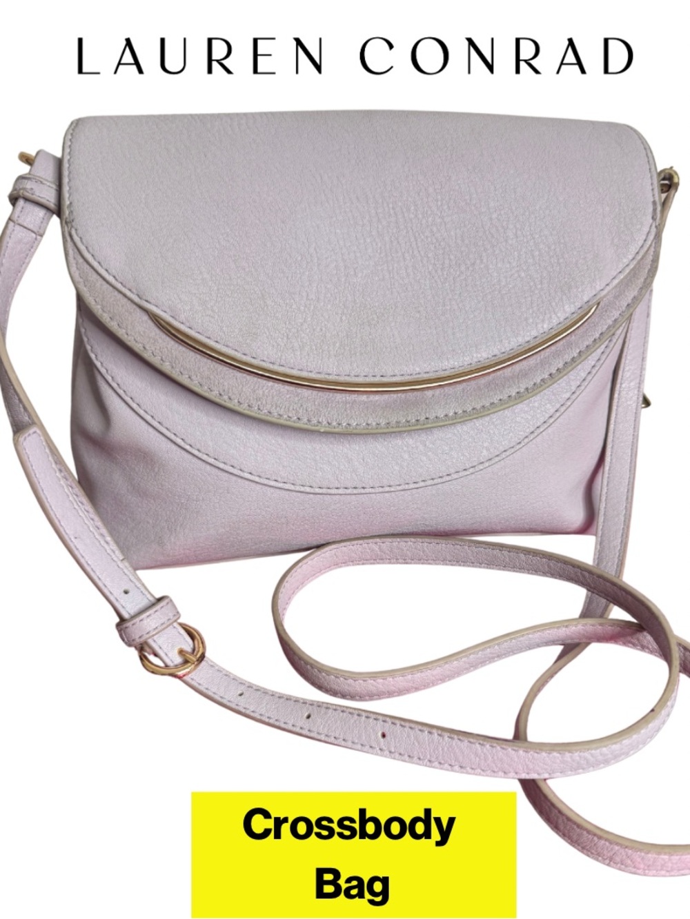 2/for $20 🪩 LC Lauren Conrad, Lavender Pebbled Crossbody Purse, Gold Hardware